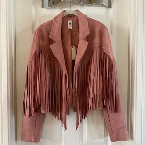 Flawless Rose Suede Fringe Jacket